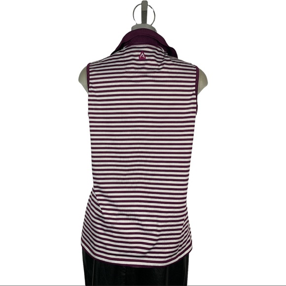 Striped Burgundy and Grey  Colour  Sleeveless Top Size L - Picture 8 of 14